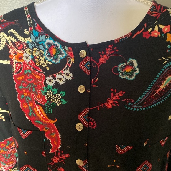 Roz &Ali ladies multi color tunic size XL,3/4 tie sleeve, high low hemline - Picture 2 of 8